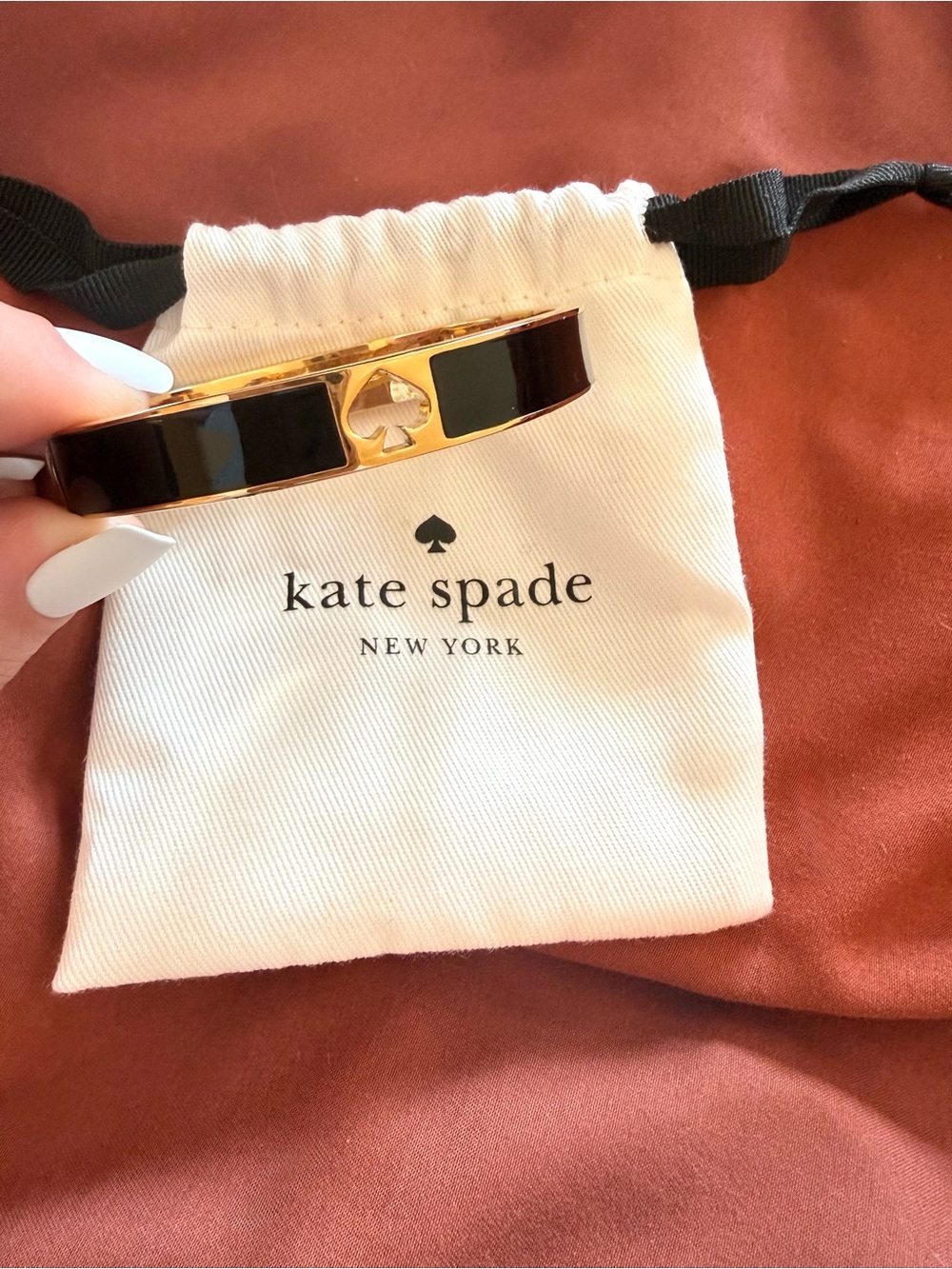 Kate Spade New York Black & Gold Hinged Bangle
